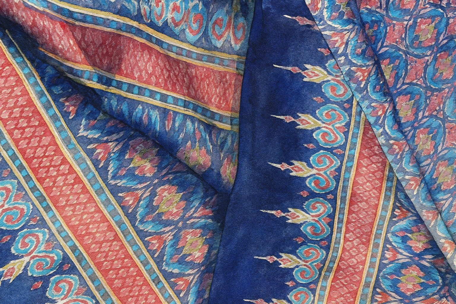 Mudmee (Mat Mi) Thai silk ikat, handwoven in Chonnabot.